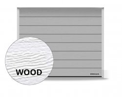 Brama RenoMatic 2500 x 1900 mm, Przetłoczenia M, Woodgrain, kolor RAL 9006 białe aluminium + prowadzenie Z