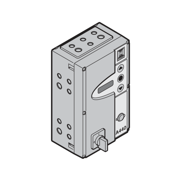 Kompletne sterowanie w obudowie z wyłącznikiem głównym i jednostronną wkładką patentową A 440