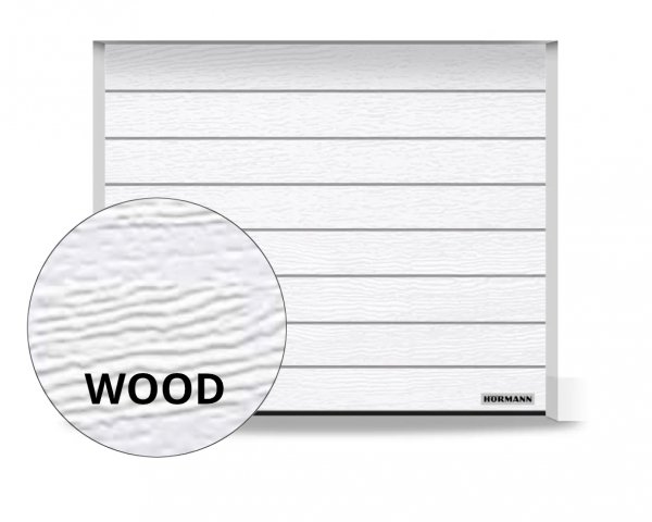 Brama RenoMatic 5000 x 2250 mm, Przetłoczenia M, Woodgrain, kolor RAL 9016 biały + prowadzenie N