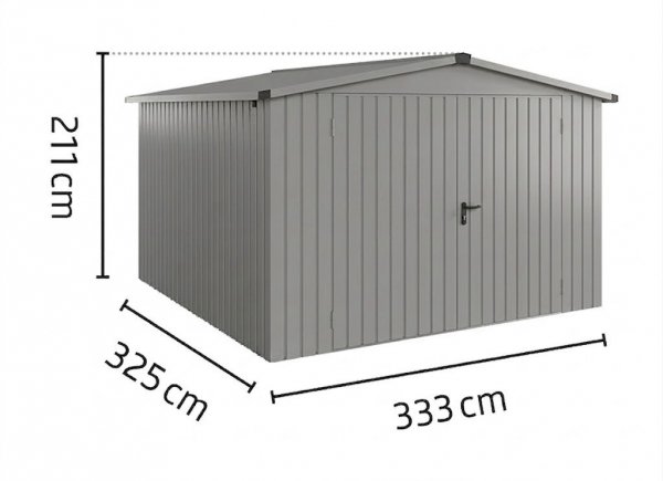 Metalowy domek narzędziowy EcoStar Euroline ESD 14 (310x310 cm) - dach dwuspadowy, drzwi 2-skrzydłowe, kolor antracyt RAL 7016
