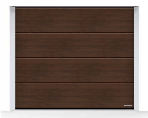 Brama LPU 42 5500 x 2250 mm, Przetłoczenia L, Decograin, Dark Oak + prowadzenie N