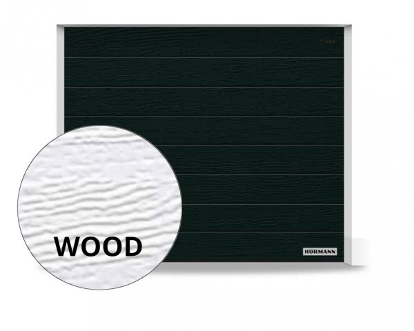 Brama RenoMatic 5500 x 2125 mm, Przetłoczenia M, Woodgrain, kolor RAL 9005 czarny + prowadzenie N