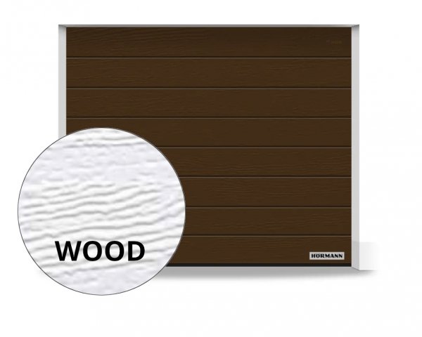 Brama RenoMatic 5500 x 2125 mm, Przetłoczenia M, Woodgrain, kolor RAL 8028 brązowy + prowadzenie N