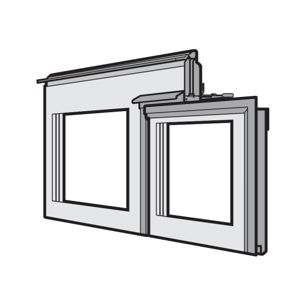 Górny segment bramy, rama z profili z przegrodą termiczną, z górnym elementem drzwi przejściowych i uszczelką nadproża