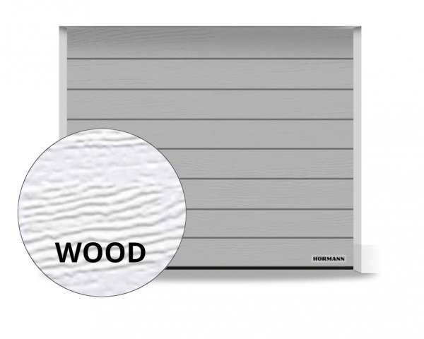 Brama RenoMatic 3500 x 2250 mm, Przetłoczenia M, Woodgrain, kolor RAL 9006 białe aluminium + prowadzenie Z