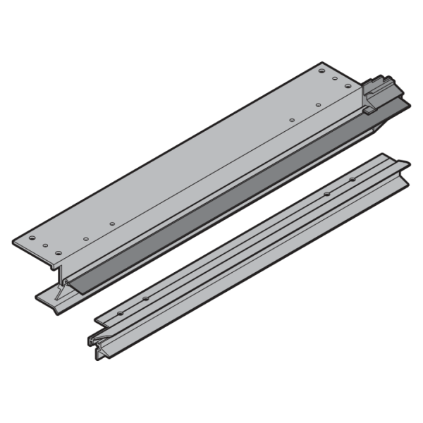 Zestaw: kątownik zakończeniowy z uszczelką wargową, profilem nośnym uszcvzelki, zabezpieczeniem przed przytrzaśnięciem, montaż na środku