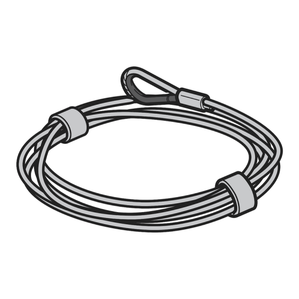 Wzmocnione linki stalowe Ø 2,9 mm z kauszą, prowadzenie typu L, komplet na każdą bramę, do bram, których ciężar płyty bramy > 170 kg, L = 5655 wysokość bramy do 2250