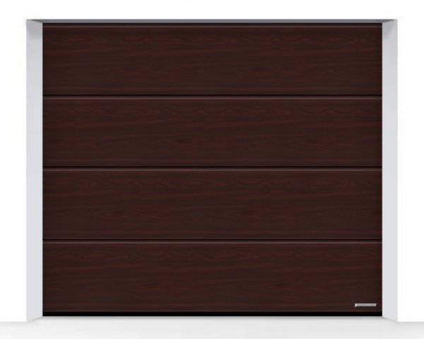 Brama LPU 42 3000 x 3000 mm, Przetłoczenia L, Decograin, Rosewood + prowadzenie N