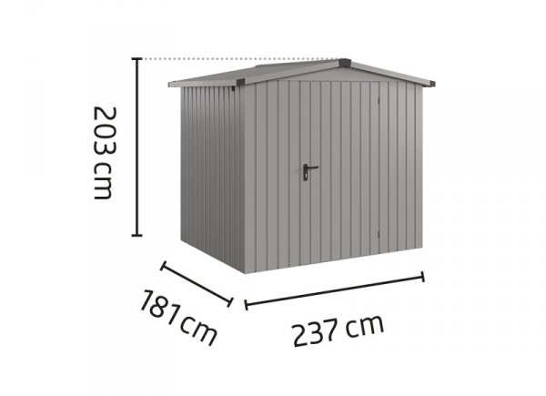 Metalowy domek narzędziowy EcoStar Euroline ESD 4 (214x166 cm) - dach dwuspadowy, drzwi 1-skrzydłowe, kolor antracyt RAL 7016