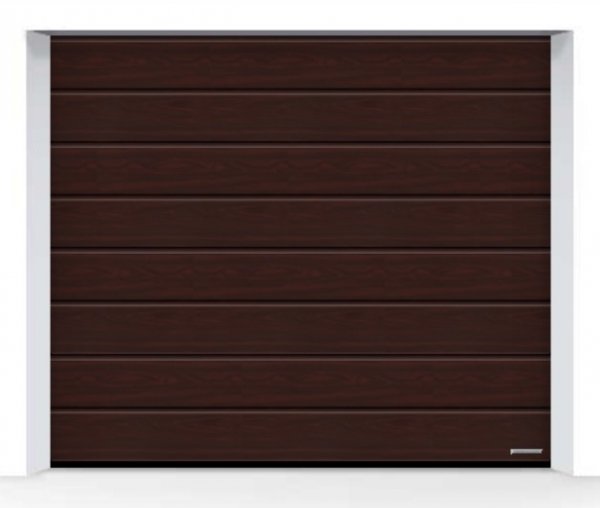 Brama LPU 42 3000 x 3000 mm, Przetłoczenia M, Decograin, Rosewood + prowadzenie N