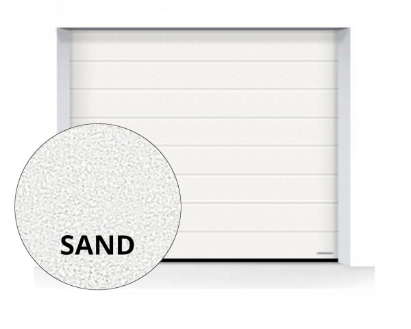 Brama LPU 42 2750 x 2125 mm, Przetłoczenia M, Sandgrain, kolor RAL 9016 biały + prowadzenie Z
