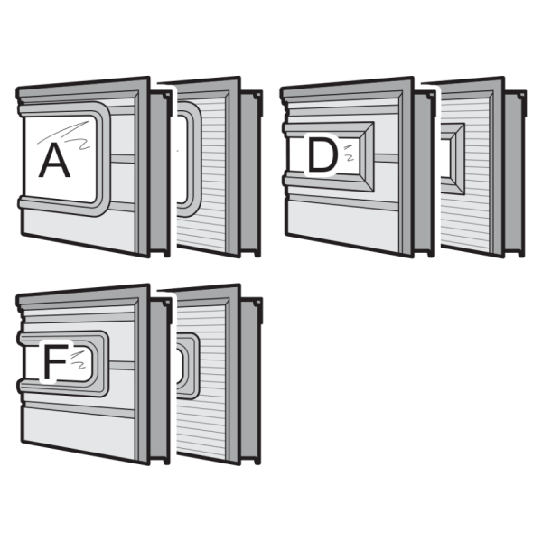 Górny segment drzwi przejściowych, ocieplany, 500, pod przeszklenie, Sandwich typ A, D, F, przetłoczenia S, Stucco