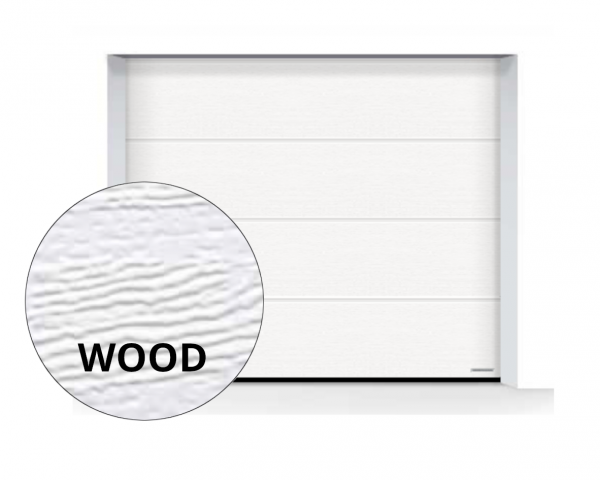 Brama LPU 42 2500 x 1900 mm, Przetłoczenia L, Woodgrain, kolor RAL 9016 biały + prowadzenie Z