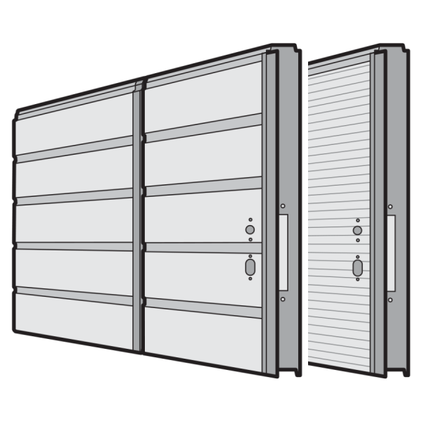 Segment bramy ocieplany z drzwiami przejściowymi pod zamek, przetłoczenia S, Stucco