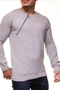 DŁUGI MĘSKI SWETER CRSM - SZARY JASNY 9501-1