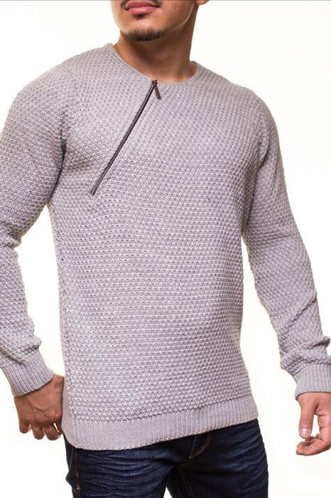 DŁUGI MĘSKI SWETER CRSM - SZARY JASNY 9501-1