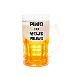 Art. dekoracyjny sztuczny kufel do piwa z napisem  Piwo to moje paliwo  . Wysokość 15,5 cm