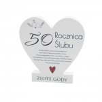 Drewniana tabliczka serce z podstawką  50 Rocznica...