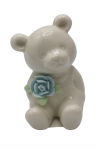 MIŚ CERAMICZNY BIAŁY Z NIEBIESKIM KWIATUSZKIEM MINI 6,4x6,2x8,3 cm