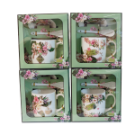 KUBEK CERAMICZNY W OZDOBNYM OPAKOWANIU - KWIATY