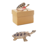 Puzderko metalowe z kryształkami ŻÓŁW. 6.5x5.3x2.3 cm