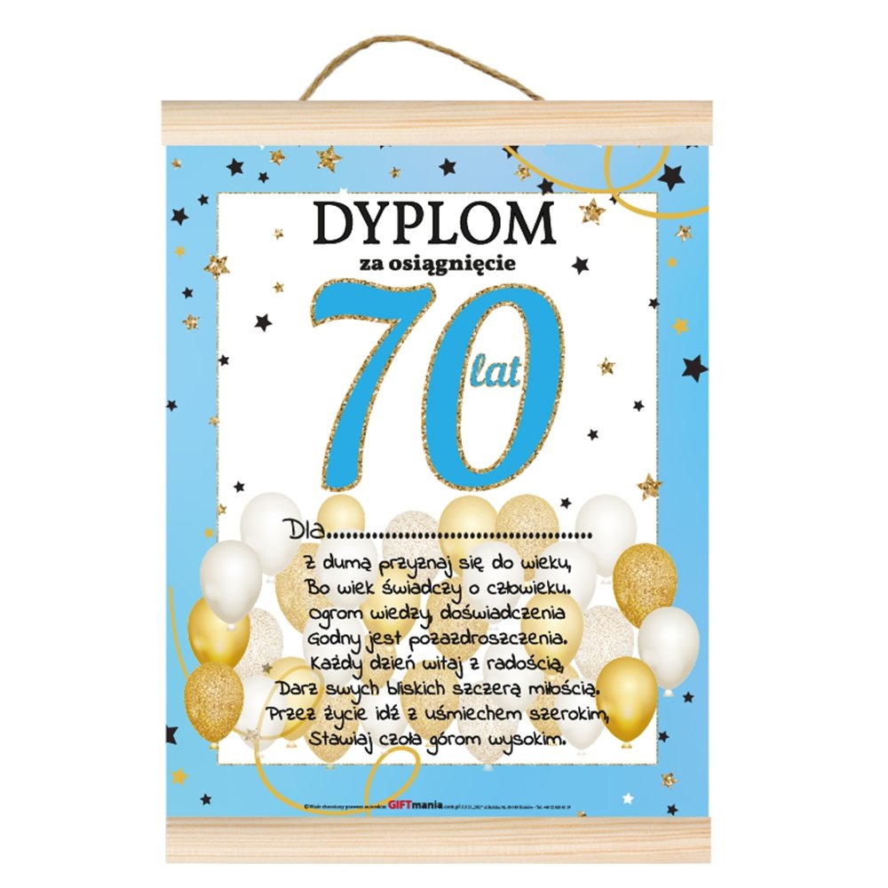 Dyplom dla niego za osiągnięcie 70 lat - Katalog wszystkich produktów ...