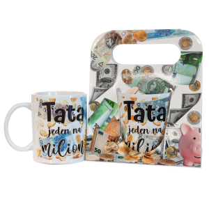 Kubek ceramiczny w ozdobnym opakowaniu z napisem Tata jeden na milion