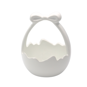 KOSZYCZEK CERAMICZNY BIAŁY Z KOKARDĄ MAŁY 10,8x10,8x12,5 cm