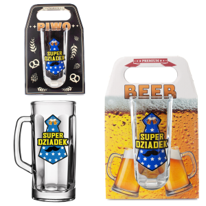 Kufel do piwa w ozdobnym opakowaniu  Super Dziadek. 500 ml