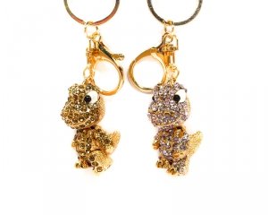 Brelok do kluczy z cyrkoniami, dino - mix kolorów