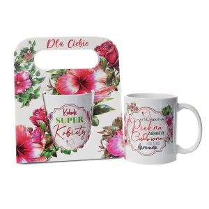 Kubek ceramiczny w ozdobnym opakowaniu z napisem Kubek Super Kobiety 