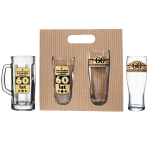 Zestaw prezentowy 60 lat kufel i szklanka do piwa w opakowaniu 