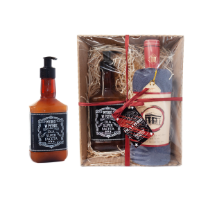 Zestaw prezentowy DLA FACETA ręcznik w kształcie butelki i mydło w płynie 