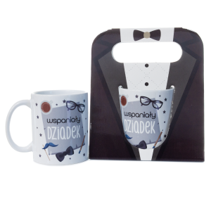 Kubek ceramiczny w ozdobnym opakowaniu z napisem  Wspaniały Dziadek . 330 ml