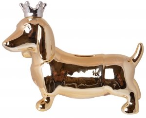 SKARBONKA CERAMICZNA JAMINK ZŁOTY ZE SREBRNĄ KORONĄ  23x9x17,5 cm