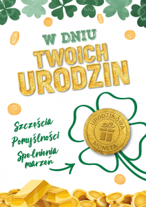 Karnet w Dniu Urodzin z urodzinową monetą