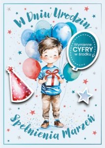 Kartka z kopertą W Dniu Urodzin ( z wymiennymi cyframi)