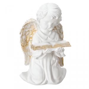 Anioł gipsowy z książką lub modlący , 2 wzory mix . Rozmiar 11x19cm