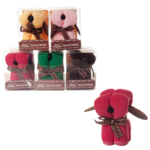 Ręcznik w kształcie pieska w ozdobnym opakowaniu - mix kolorów