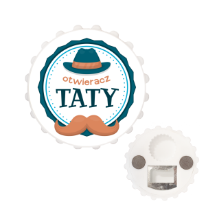 Otwieracz  w kształcie kapsla OTWIERACZ TATY. Średnica 7 cm