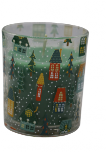 ŚWIECZKA W SZKLE ZIELONA WINTER CEDAR DUŻA 9x9x10 cm