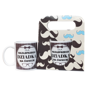 Kubek ceramiczny w ozdobnym opakowaniu z napisem  Dla Najlepzego Dziadka na świecie. 330 ml