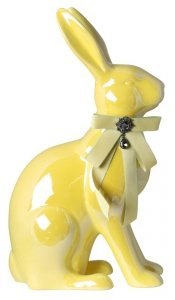 KRÓLIK CERAMICZNY ŻÓŁTY Z ŻÓŁTĄ KOKARDĄ 47x28x17 cm