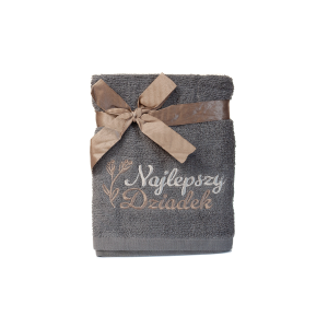 Ręcznik bawełniany NAJLEPSZY DZIADEK. 50x90 cm. kolor szary