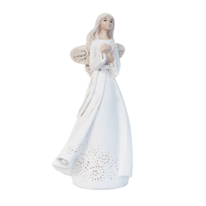 Anioł gipsowy z sercem. Wys. 23 cm