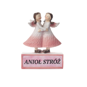 Figurka aniołki z tekstem na postumencie ANIOŁ STRÓŻ. 11x4.8x14.7 cm