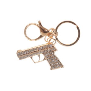 Brelok do kluczy z cyrkoniami, pistolet