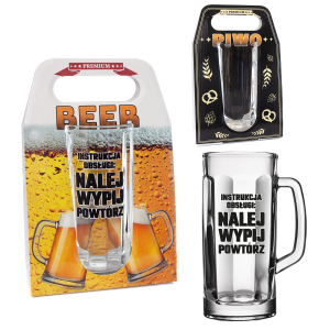 Kufel do piwa z napisem Instrukcja Obsługi.... w ozdobnym opakowaniu. 500 ml