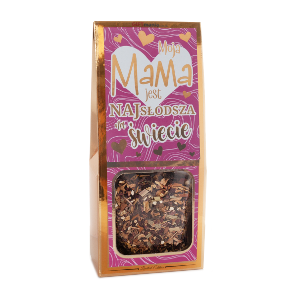 Wyjątkowa herbatka kwiatowa w złotym opakowaniu z napisem "Moja Mama jest najsłodsza na świecie". 40g
