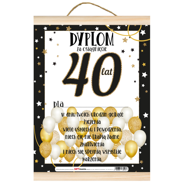 Dyplom za osiągnięcie 40 lat